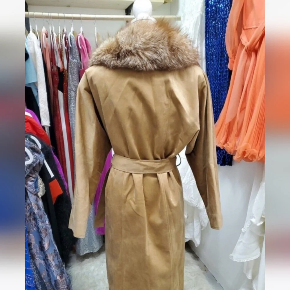 ERNST Strauss vintage ultra Suade coat with fur collar - Picture 4 of 6